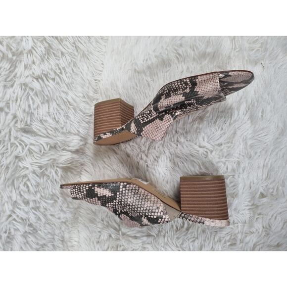 Lane Bryant Shoes Womens Size 10W Brown Snake Print Block Heel Sandals Slip On - Picture 8 of 9